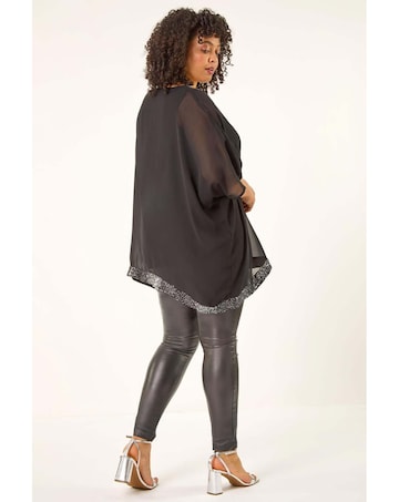 Roman Curve Sequin Trim V-Neck Kaftan