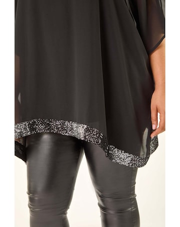 Roman Curve Sequin Trim V-Neck Kaftan