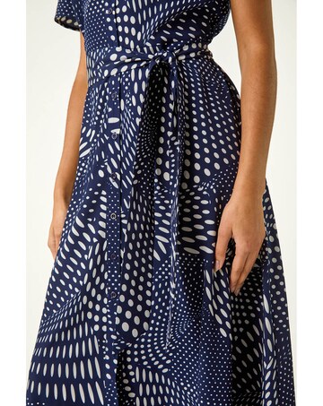 Roman Spot Print Shirt Midi Dress