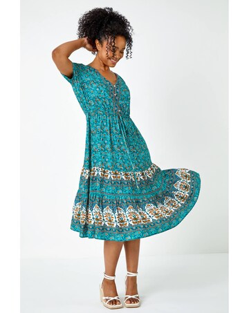 Roman Petite Floral Print Midi Dress