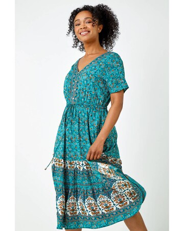 Roman Petite Floral Print Midi Dress