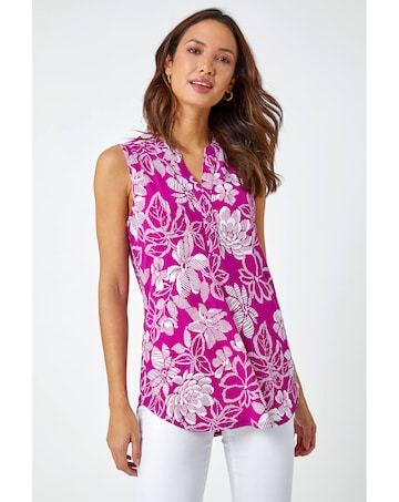 Roman Textured Floral Sleeveless Top
