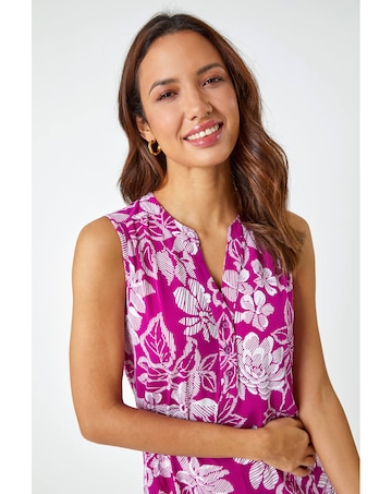Roman Textured Floral Sleeveless Top