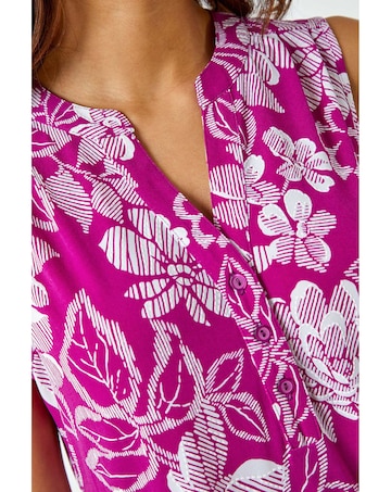 Roman Textured Floral Sleeveless Top