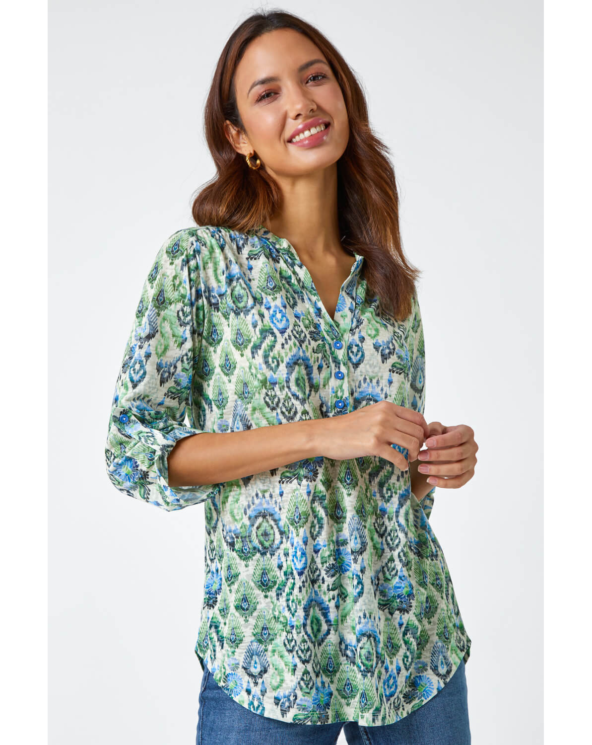 Roman Aztec Burnout Relaxed Tunic Top