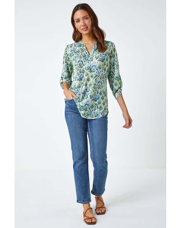 Roman Aztec Burnout Relaxed Tunic Top