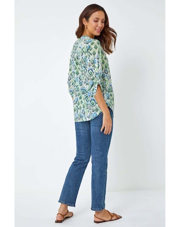 Roman Aztec Burnout Relaxed Tunic Top