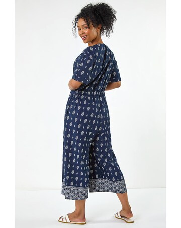 Roman Petite Print Cropped Jumpsuit