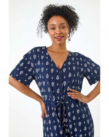 Roman Petite Print Cropped Jumpsuit