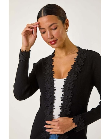 Roman Lace Trim Knit Cardigan