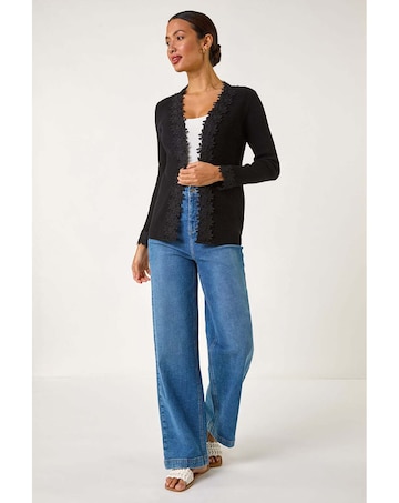 Roman Lace Trim Knit Cardigan