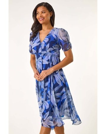 Roman Abstract Floral Hanky Hem Dress