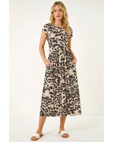 Roman Abstract Print Stretch Midi Dress