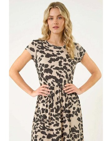 Roman Abstract Print Stretch Midi Dress