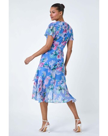 Roman Floral Frill Detail Wrap Dress