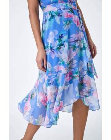 Roman Floral Frill Detail Wrap Dress