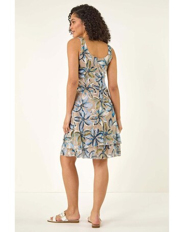Roman Floral Print Double Layer Dress