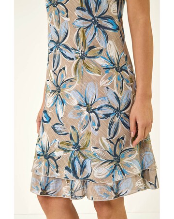 Roman Floral Print Double Layer Dress