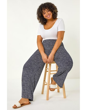 Roman Curve Spot Print Palazzo Trouser