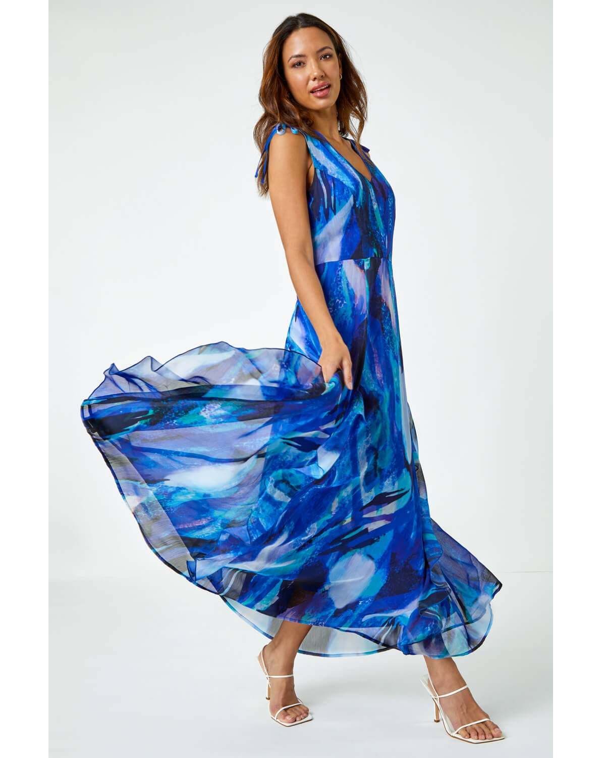 Roman Sleeveless Abstract Maxi Dress