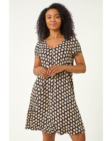 Roman Petite V-Neck Swing Pocket Dress