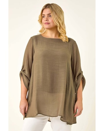 Roman Curve Buttoned Side Asymmetric Top