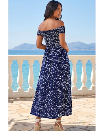 Roman Polka Dot Bardot Maxi Dress