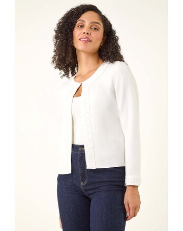 Roman Beaded Trim Open Jacket