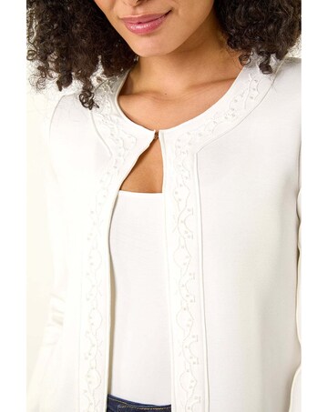 Roman Beaded Trim Open Jacket