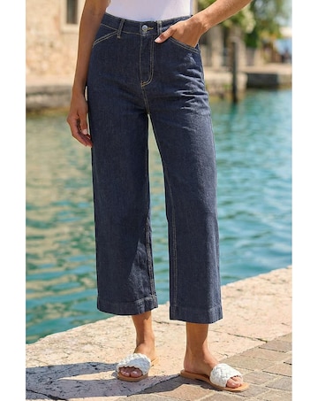 Roman Wide Leg Cropped Denim Culottes