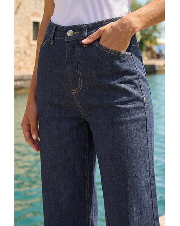 Roman Wide Leg Cropped Denim Culottes