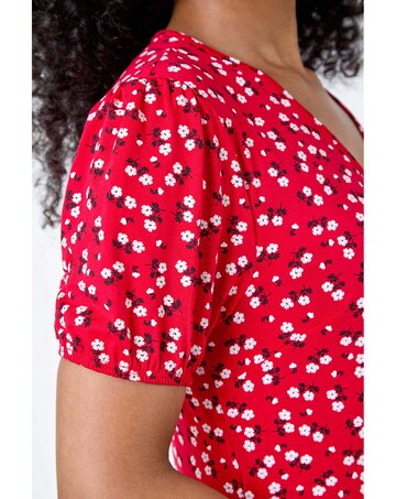 Roman Petite Ditsy Stretch Wrap Dress