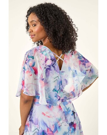 Roman Petite Floral Tie Front Cape Dress