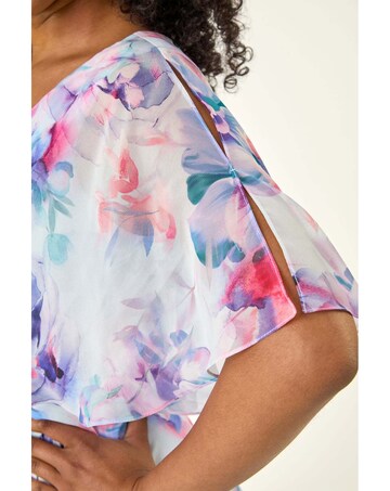 Roman Petite Floral Tie Front Cape Dress