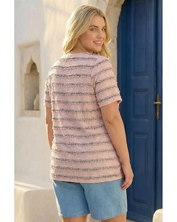 Roman Curve Stripe Frill Lace Top