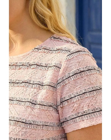 Roman Curve Stripe Frill Lace Top