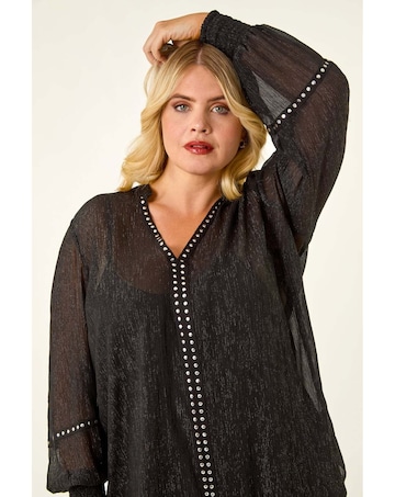 Roman Curve Shimmer Chiffon Blouse