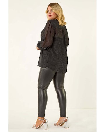 Roman Curve Shimmer Chiffon Blouse