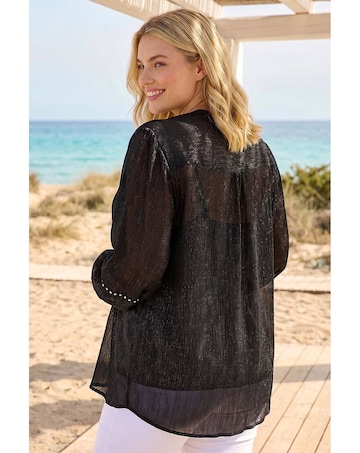 Roman Curve Shimmer Chiffon Blouse