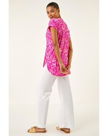 Roman Floral Print V-Neck Top