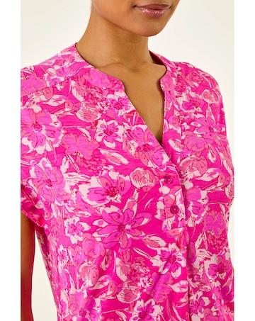 Roman Floral Print V-Neck Top
