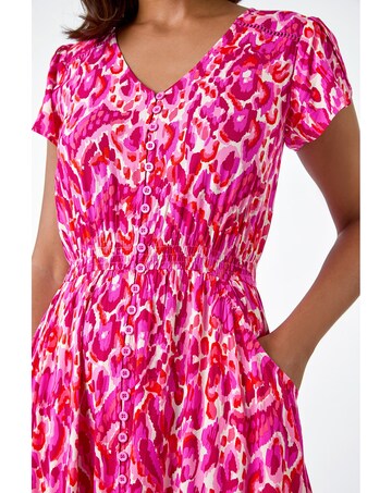 Roman Abstract Shirred Waist Maxi Dress