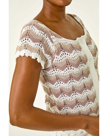 Roman Wave Crochet Buttoned Top