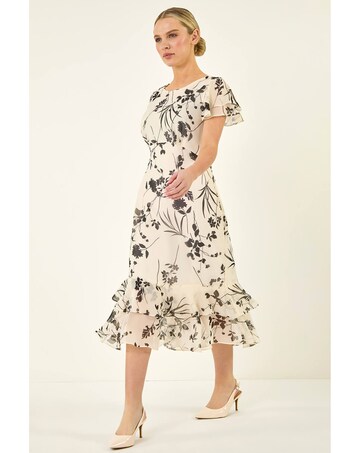 Roman Petite Floral Frill Hem Midi Dress