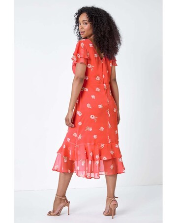 Roman Petite Floral Chiffon Midi Dress