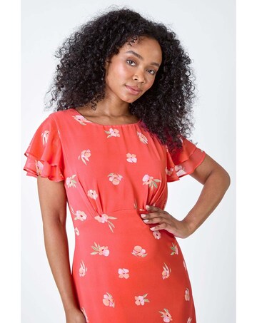 Roman Petite Floral Chiffon Midi Dress