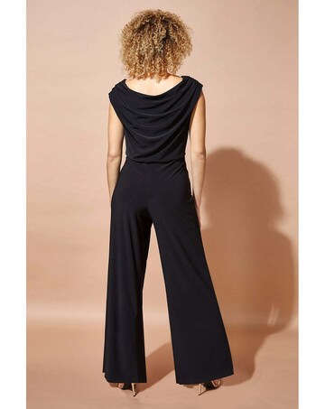 Roman Cowl Neck Ruched Stretch Jumpsuit