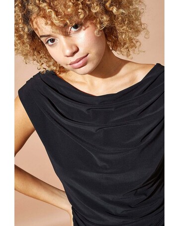 Roman Cowl Neck Ruched Stretch Jumpsuit