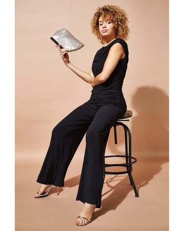 Roman Cowl Neck Ruched Stretch Jumpsuit