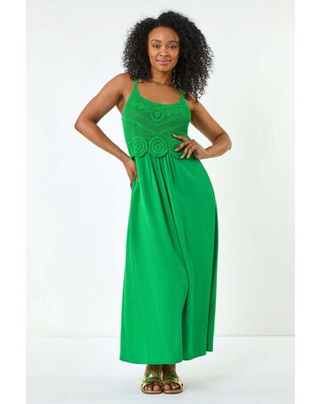 Roman Petite Crochet Contrast Midi Dress